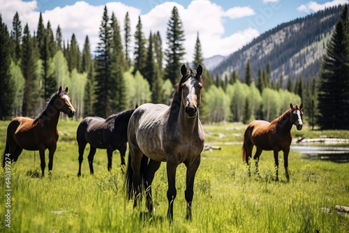 Group of horses in nature