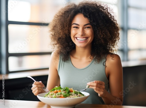 Beautiful girl with healthy food
