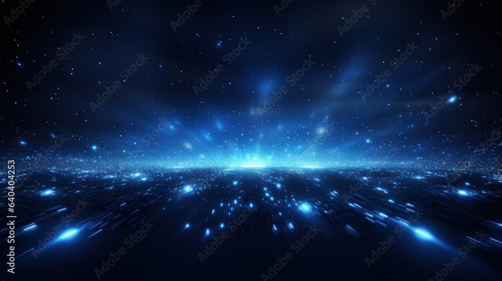 An abstract background with blue light and stars