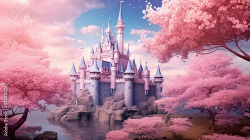 Pink princess castle background