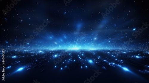 An abstract background with blue light and stars