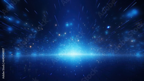 An abstract background with blue light and stars