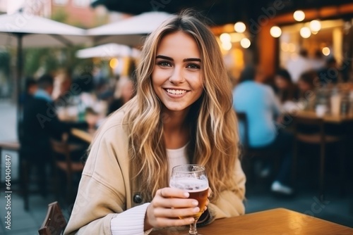 Beautiful girl with beer glass © olegganko