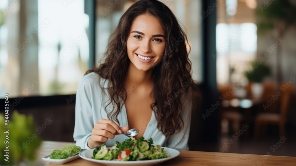 Beautiful girl with healthy food