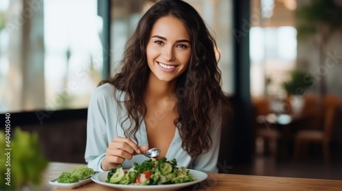 Beautiful girl with healthy food