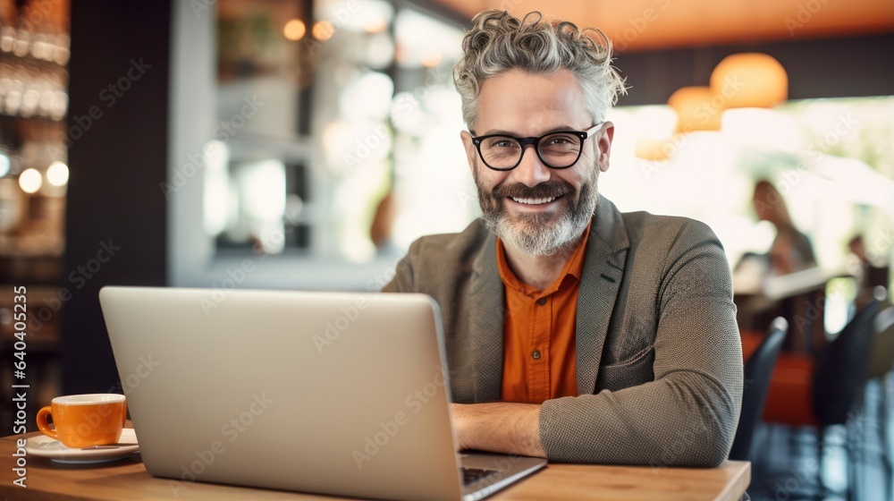 Fototapeta premium Man sitting with laptop