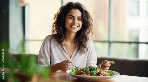Beautiful girl with healthy food