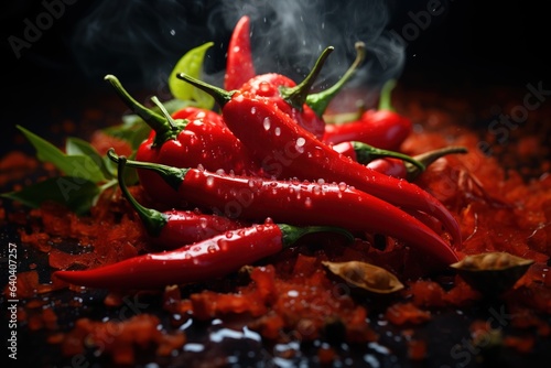 Red pepper, hot, chili pepper Capsicum annuum pungent spice. The flavor tastes sharp and burning . Vitamins organica eco .