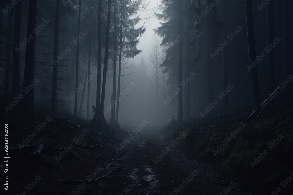 Foggy dark forest - generative ai