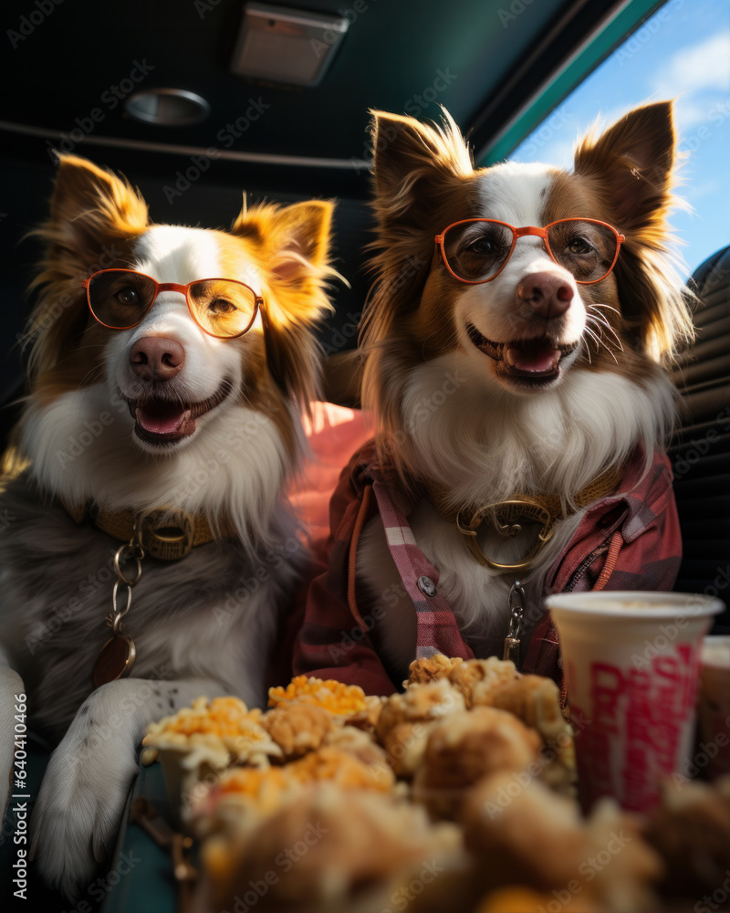 cats and dog wearing sunglasses in trendy clothes, summer, sandy beach, smiling, happy cats and dog wearing sunglasses in trendy clothes, summer, sandy beach, smiling, happy