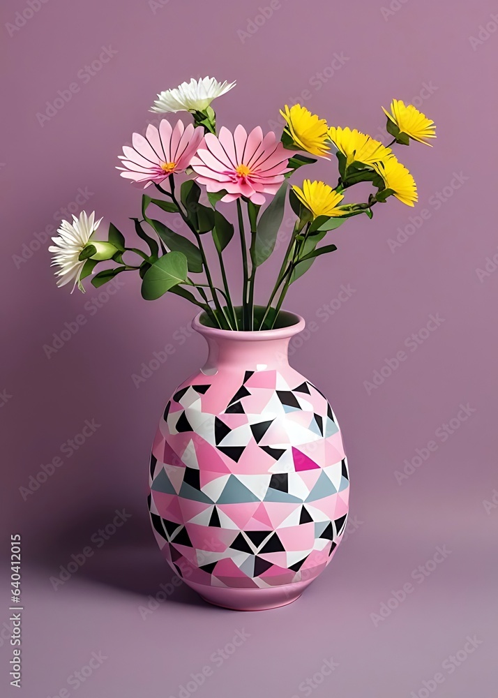 A Pink Background With Glass Flower Vase A Pink Background With Glass Flower Vase