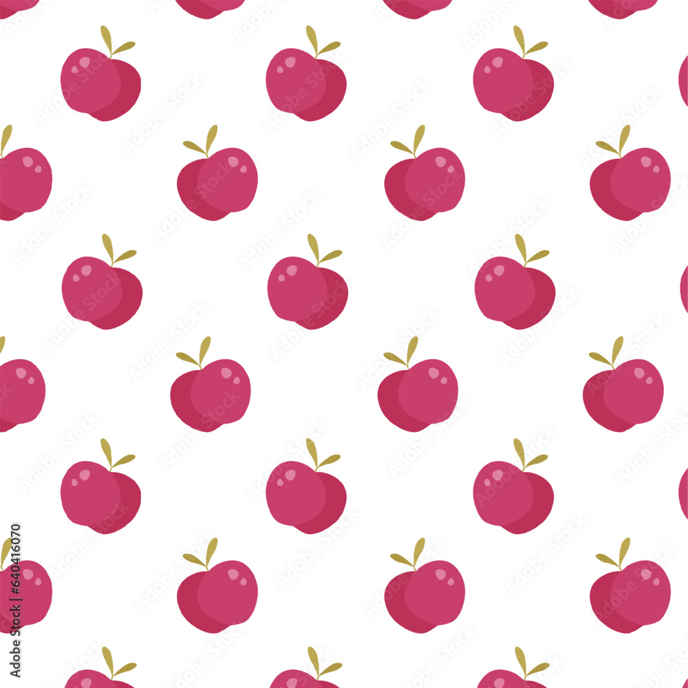 Seamless pattern with red apples. Cute autumn pattern in cartoon style. Seamless pattern with red apples. Cute autumn pattern in cartoon style.