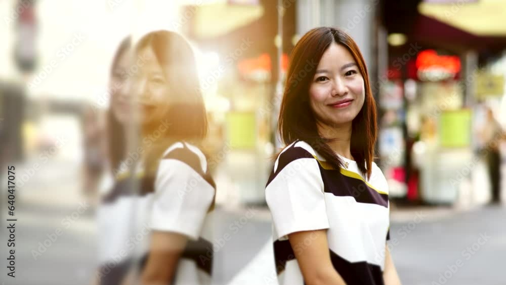 City Lifestyle Portrait of Young Asian Woman Standing on Urban City Street City Lifestyle Portrait of Young Asian Woman Standing on Urban City Street