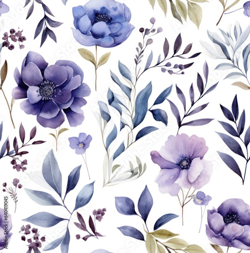 Elegant floral seamless watercolor pattern