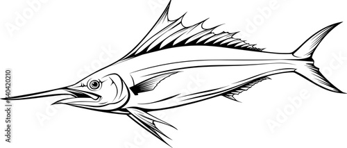 blue marlin swordfish outline