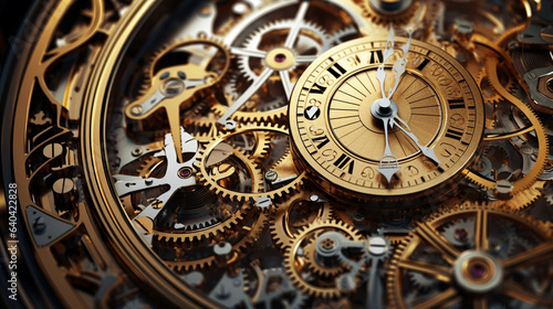 Watch mechanic circle time antiquity inside macro clock old metal clockwork technology