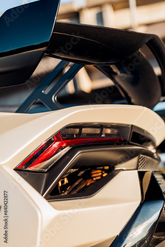 Carbon fiber rear wing on a car