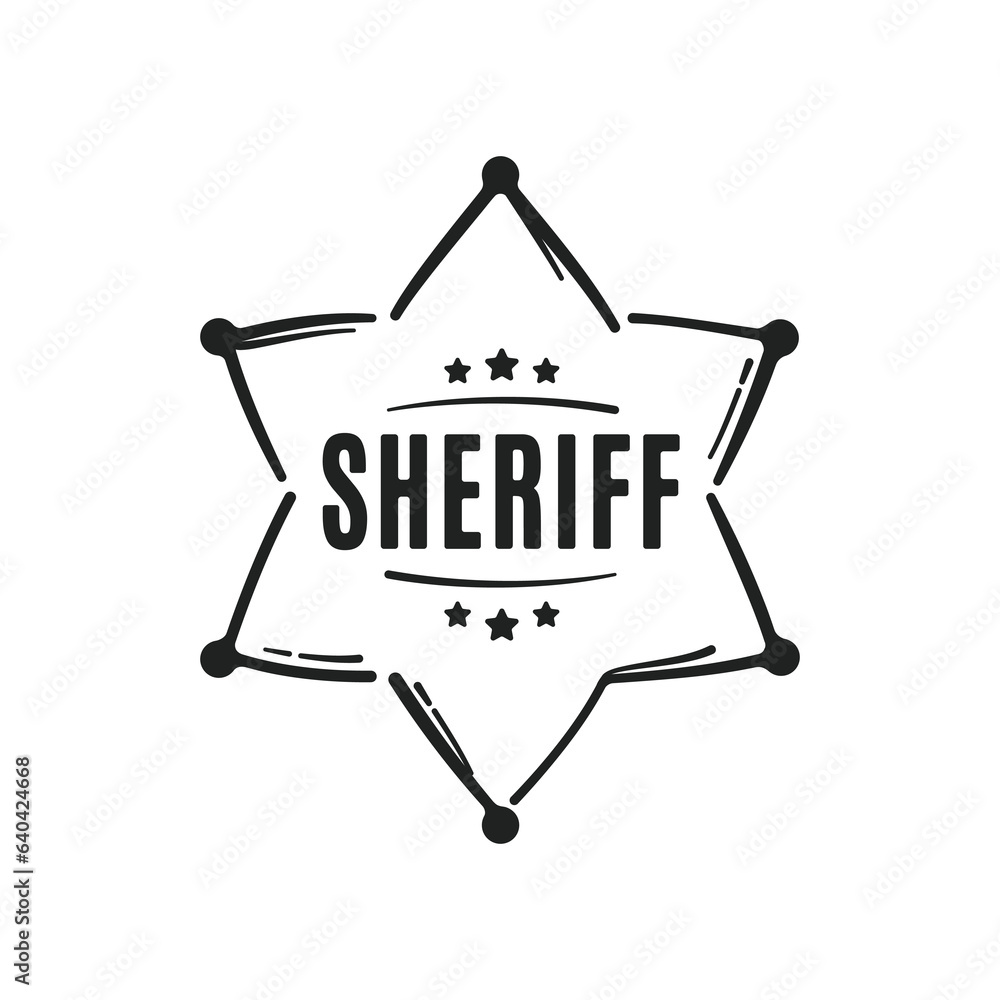 Sheriff Badge Vector Sheriff Badge Icon Police Badge Hand Drawn Sheriff Badge Vector 