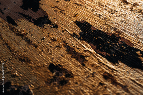 Wallpaper Mural Abstract contemporary paint black oil strokes and glow golden shiny bronze texture. Artistic background. Smear brushstroke Torontodigital.ca