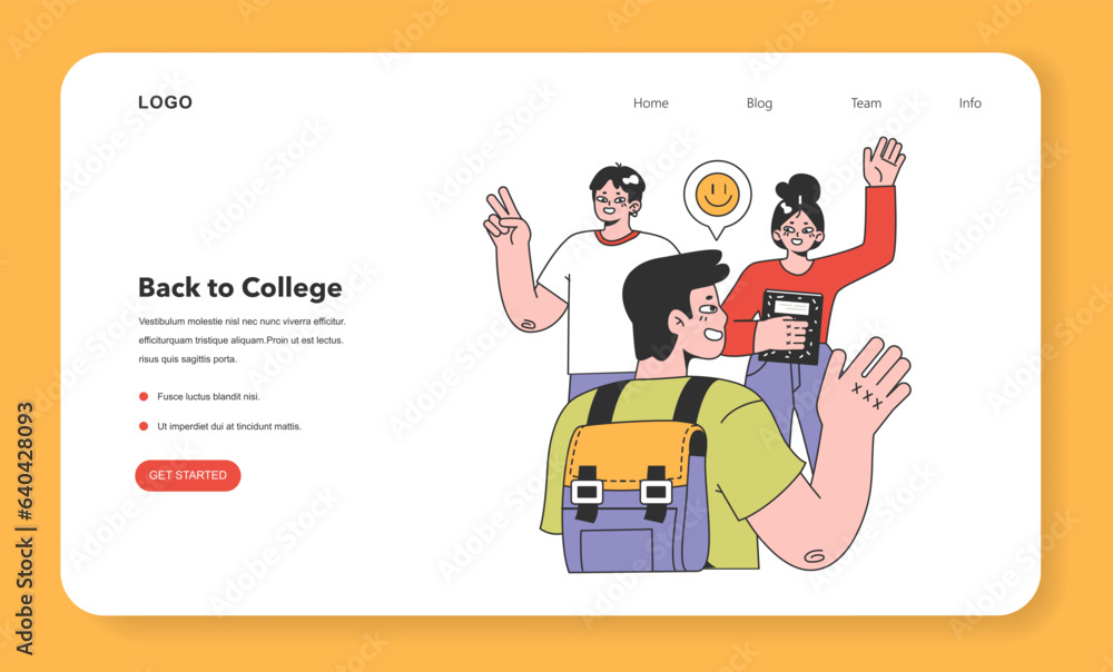 College or university students web banner or landing page. Happy young College or university students web banner or landing page. Happy young