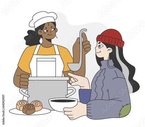 Wallpaper Mural Homeless character food charity. Female beggar wearing ragged and dirty Torontodigital.ca