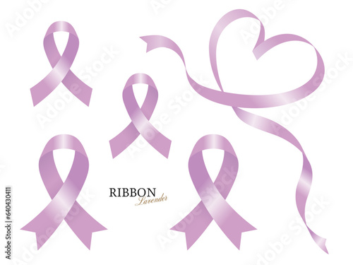 Classic Lavender ribbon illustration　ラベンダーのリボンセット