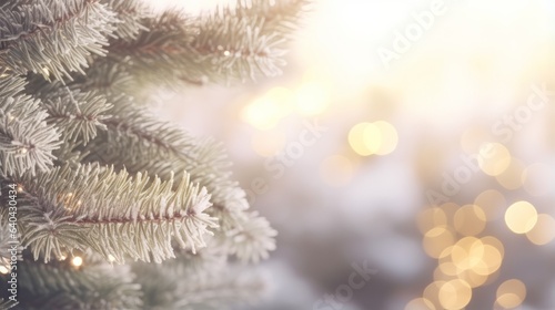 Photo of a close-up of a majestic pine tree with a blurred background