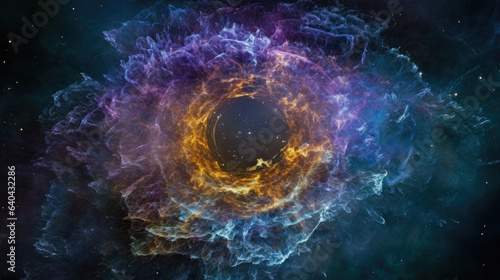 Southern Ring Nebula. Space collage from JWST. James webb telescope research of galaxies. Deep space.