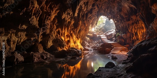 Leinwand Poster Enchanting Dragonlantern Caves of Porto Cristo, Generative AI