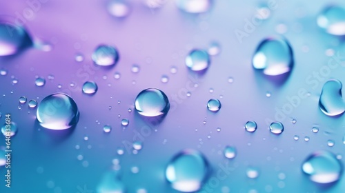 Photo of water droplets on a vibrant blue and purple backdrop