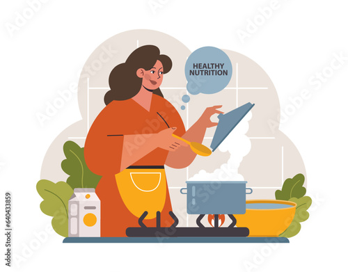 Proper nutrition. Character cooking healthy food. Homemade organic