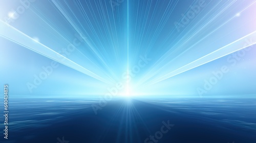 Blue glowing lines streak through a dark tunnel, creating a dynamic light trail backdrop