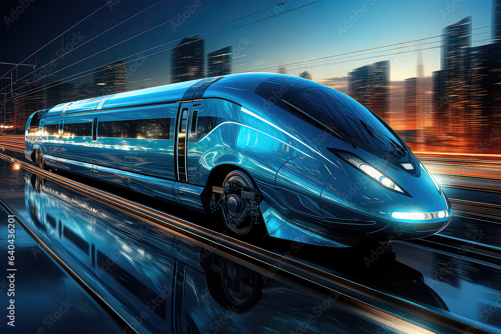High-speed train in motion, symbolizing progress and technological advancements. Generative Ai.