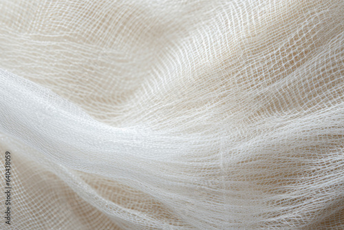 Delicate Elegance: A Mesmerizing Macro Capture of Gossamer Tulle Fabric, Showcasing its Intricate Weave and Subtle Sheen