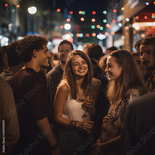 Group of people at an outdoor party or nightclub