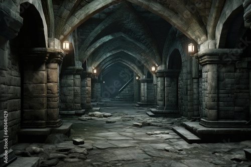 Ancient medieval castle dungeon  fantasy and fiction. Generative AI
