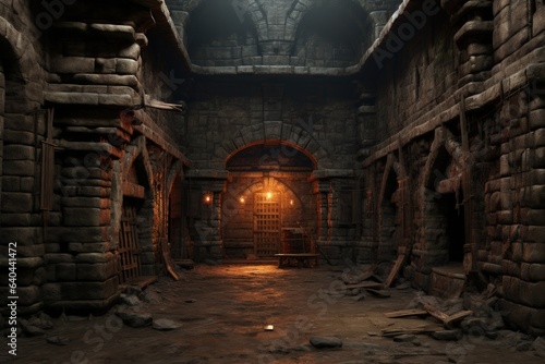 Ancient medieval castle dungeon  fantasy and fiction. Generative AI