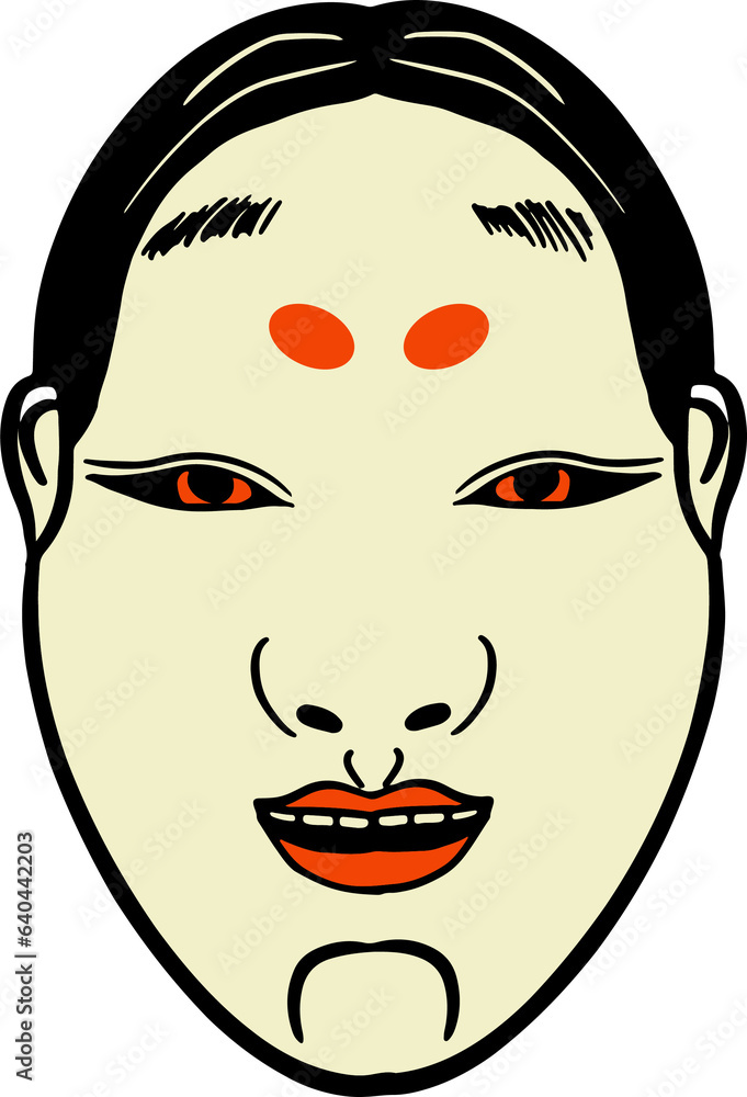 The Japanese mask  Art line image