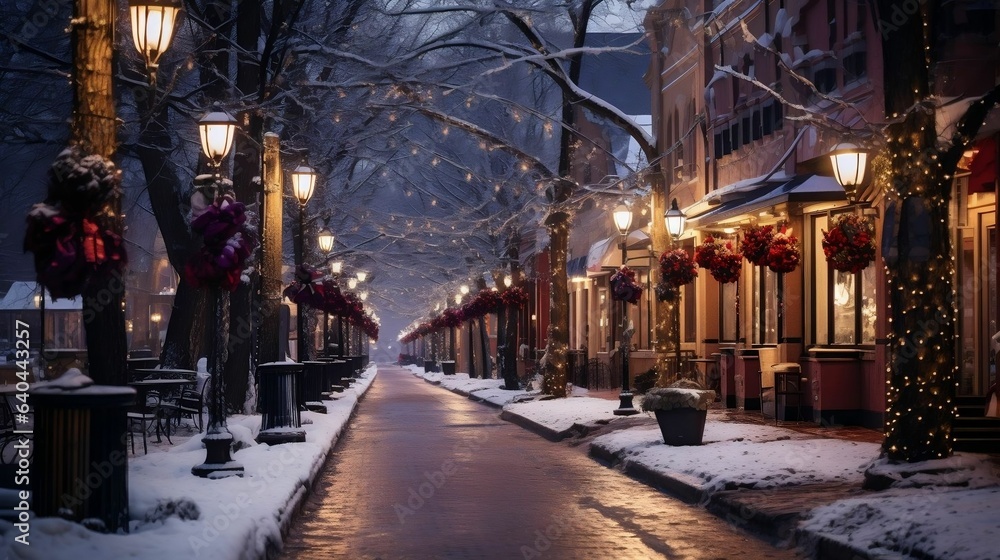 Vibrant lights illuminating the streets of Holiday Winter Wonderland
