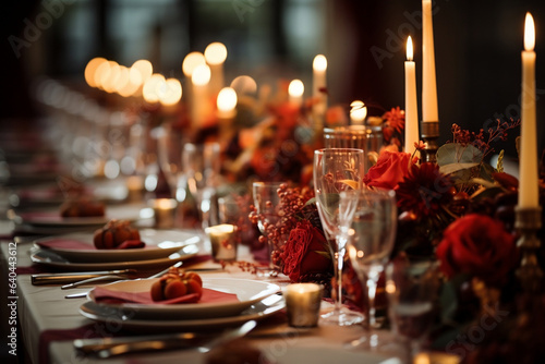 Autumn-inspired table decor for an elegant wedding reception