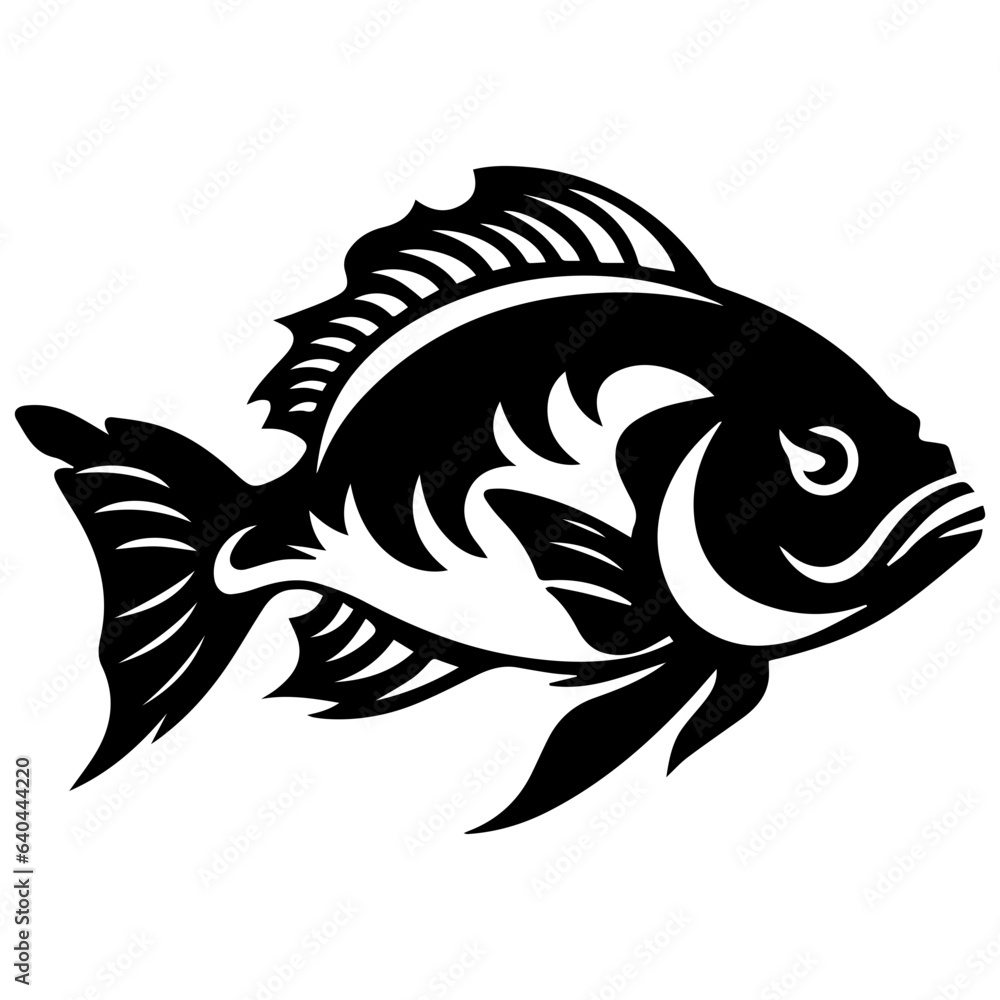 Fototapeta premium silhouette fish on a white background, vector illustration