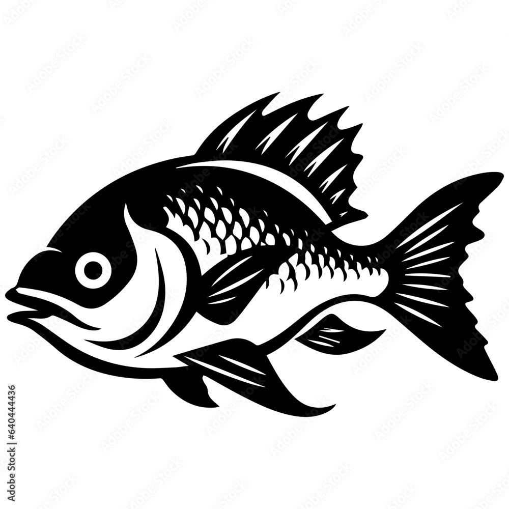 Fototapeta premium silhouette fish on a white background, vector illustration