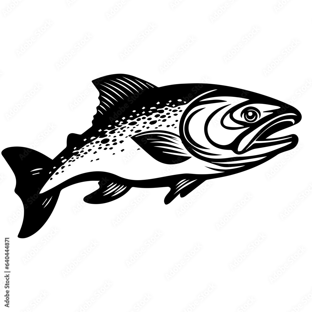 Fototapeta premium silhouette fish on a white background, vector illustration