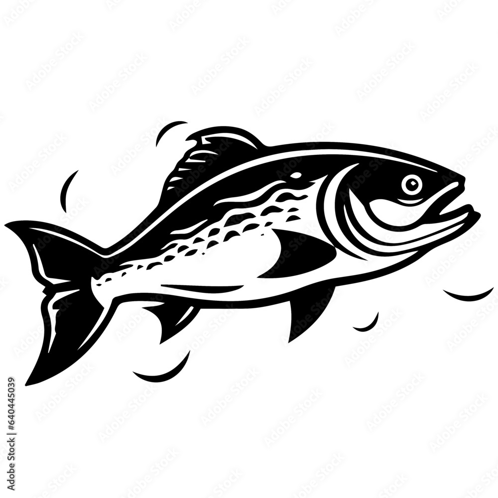 Naklejka premium silhouette fish on a white background, vector illustration