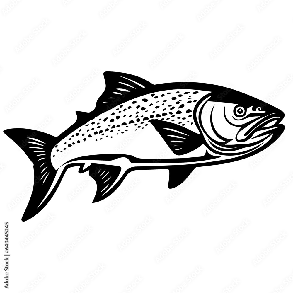 Fototapeta premium silhouette fish on a white background, vector illustration