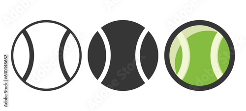 Vector Ceroon Tennis Ball Set Closeup Isolated. Black and White and Color Tennis sports Ball, Design Templates for Logo, Tennis Sports Equipment