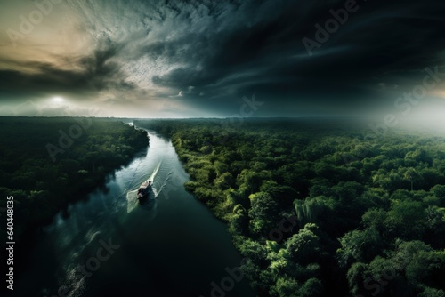 Visao Aerea do Rio da Amazonas Com Espaço para Copy. Generative Ai
