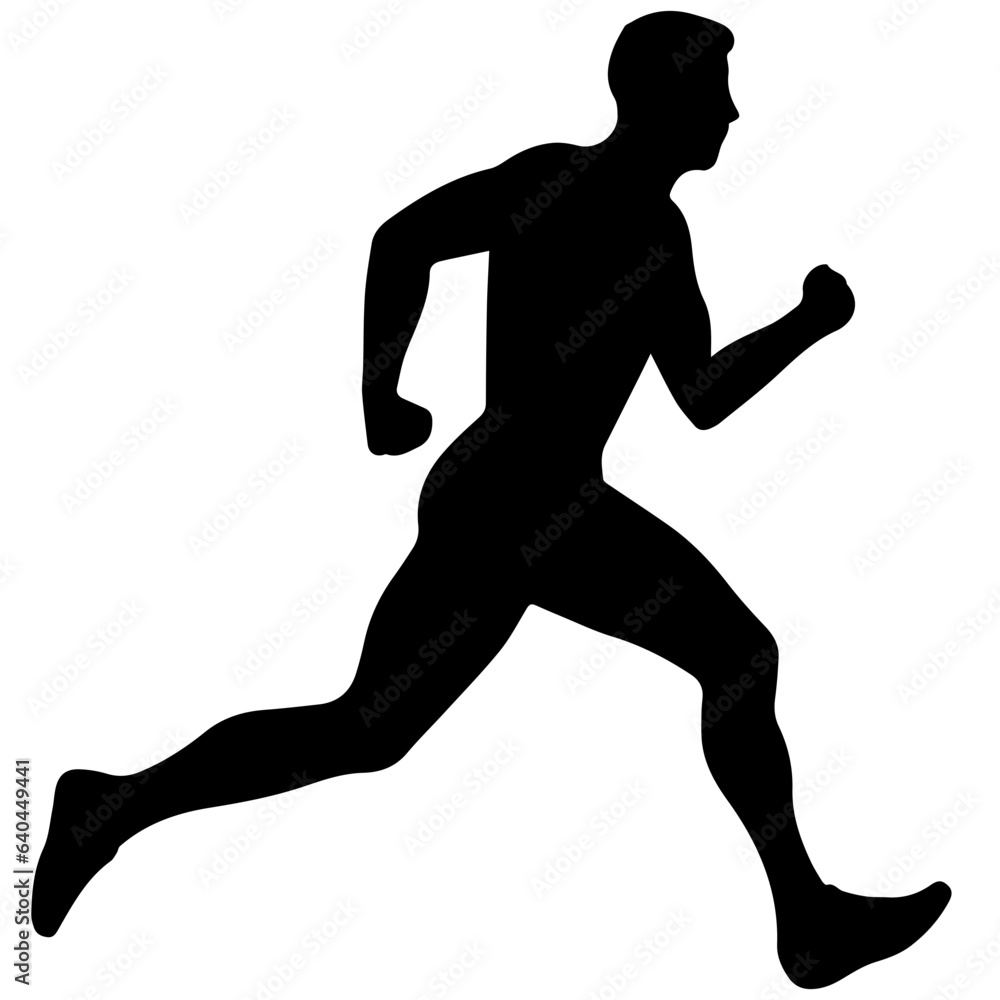 Silhouette of a running man or jogger or sprinter