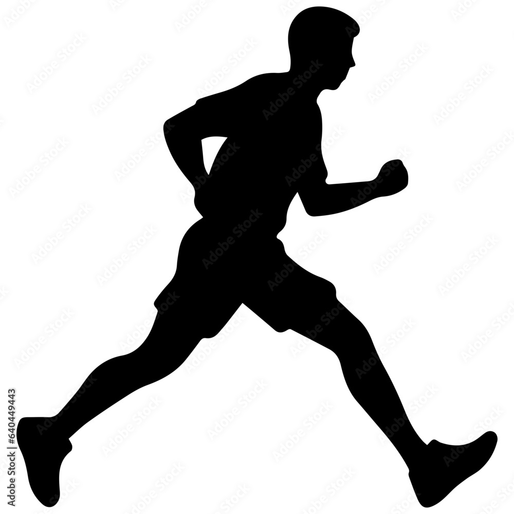Silhouette of a running man or jogger or sprinter Silhouette of a running man or jogger or sprinter