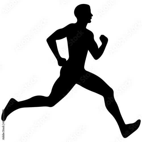 Silhouette of a running man or jogger or sprinter